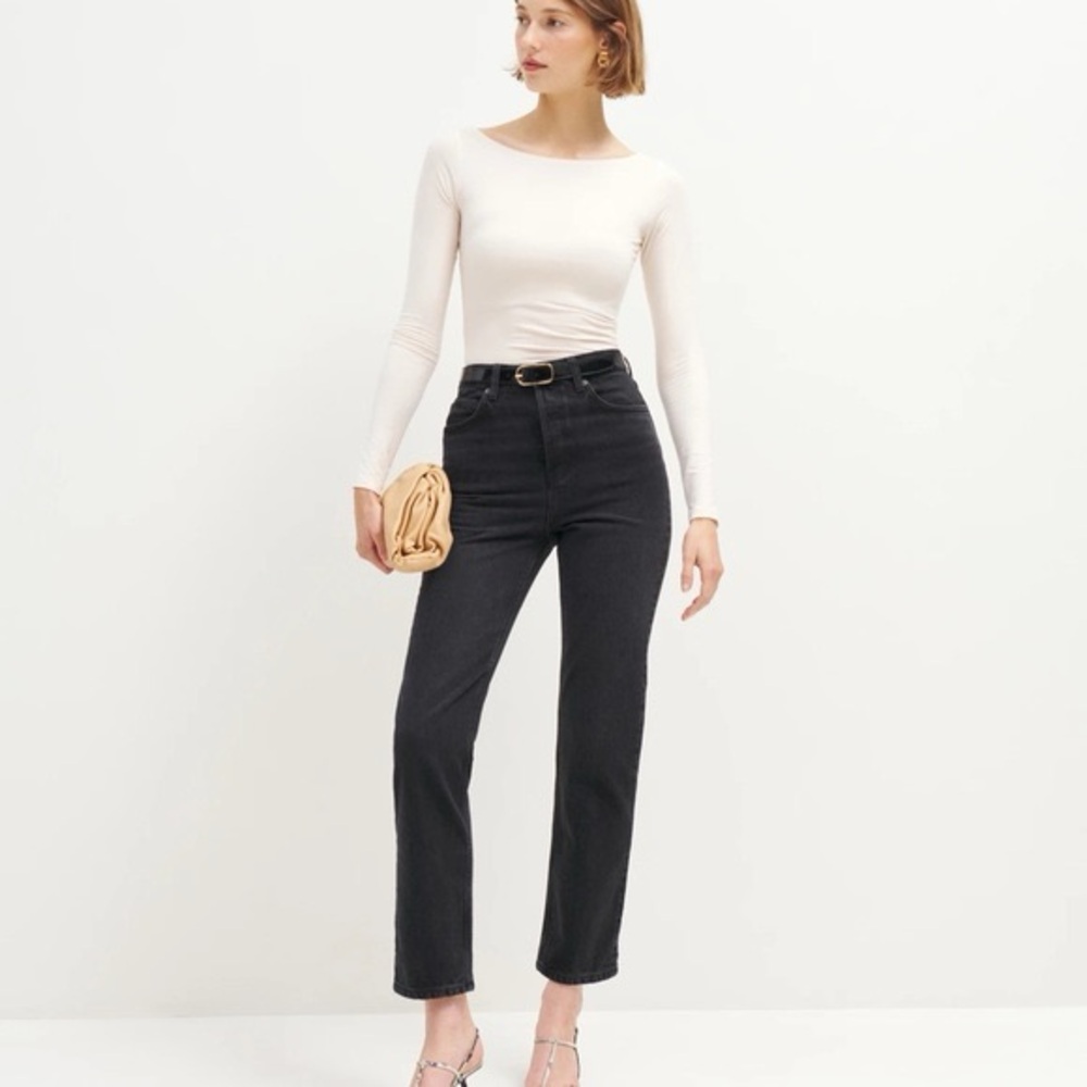 Reformation Cynthia High-rise Straight Leg Jeans - Black